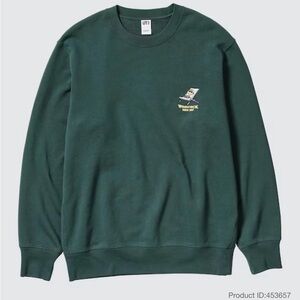 Uniqlo UNISEX Dark Green Crew Neck Sweater LIMITED EDITION Peanut Long Sleeve